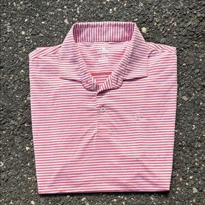 Rhoback Pink and White Striped Polo